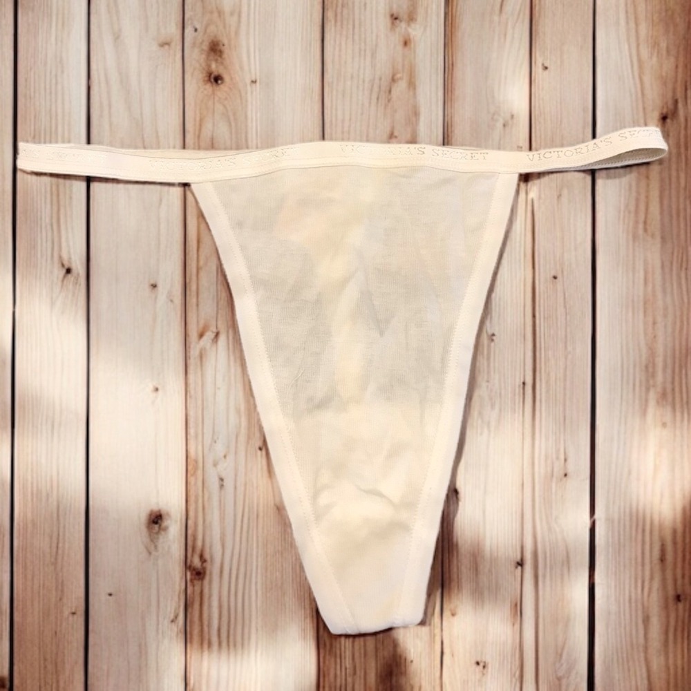 NWT Victoria's Secret Vintage Signature Cotton Logo V  String Thin Band Thong LG